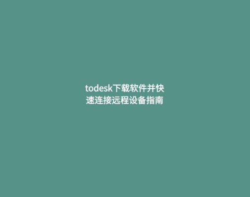 todesk下载，远程支持一步搞定